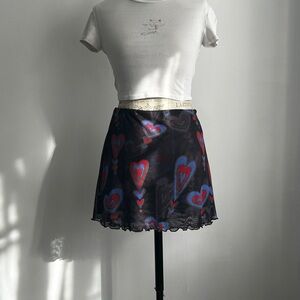 Heart Patterned Black Skirt